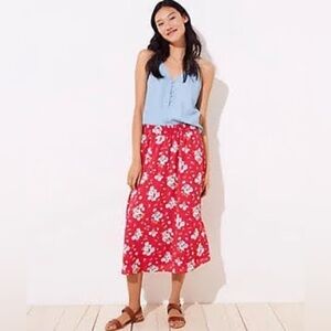 LOFT Floral Smocked Midi Skirt | Size Large | Feminine Boho Favorite